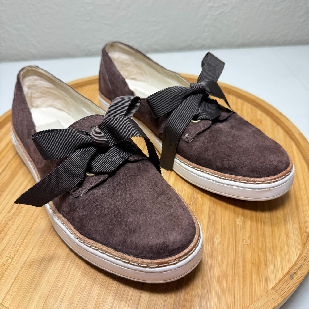 UGG Karilyn Sneaker Shoe 6 Suede Leather Ribbon Chocolate Brown Prep Y2K 1013356